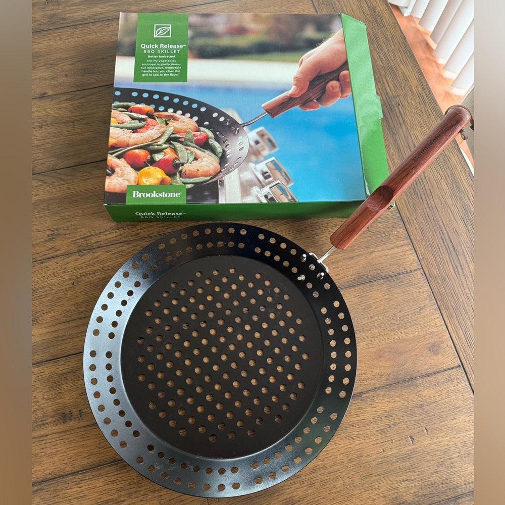 Brookstone Black BBQ Grilling Pan with Perforated Design